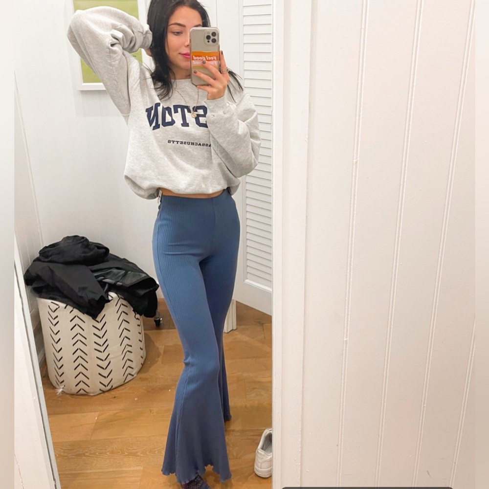 Aerie blue ribbed flowy pants size Xs